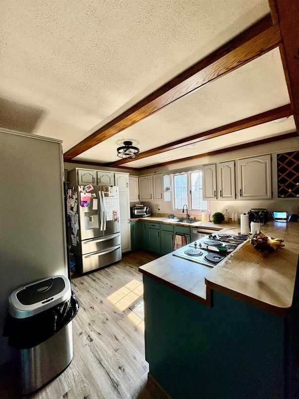 Interior, Kitchen, Wooden Beams, Wood Texture Flooring