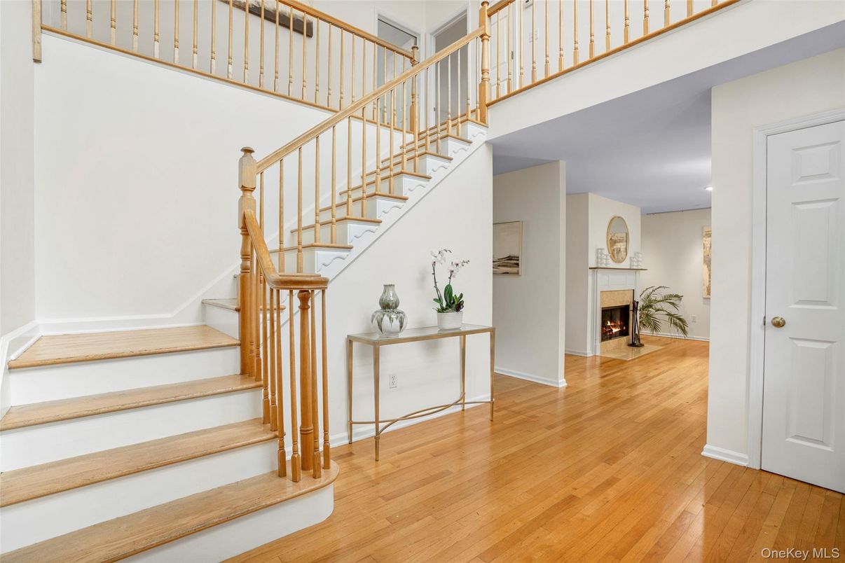 Fireplace, Interior, Recessed Lighting, Wood Texture Flooring