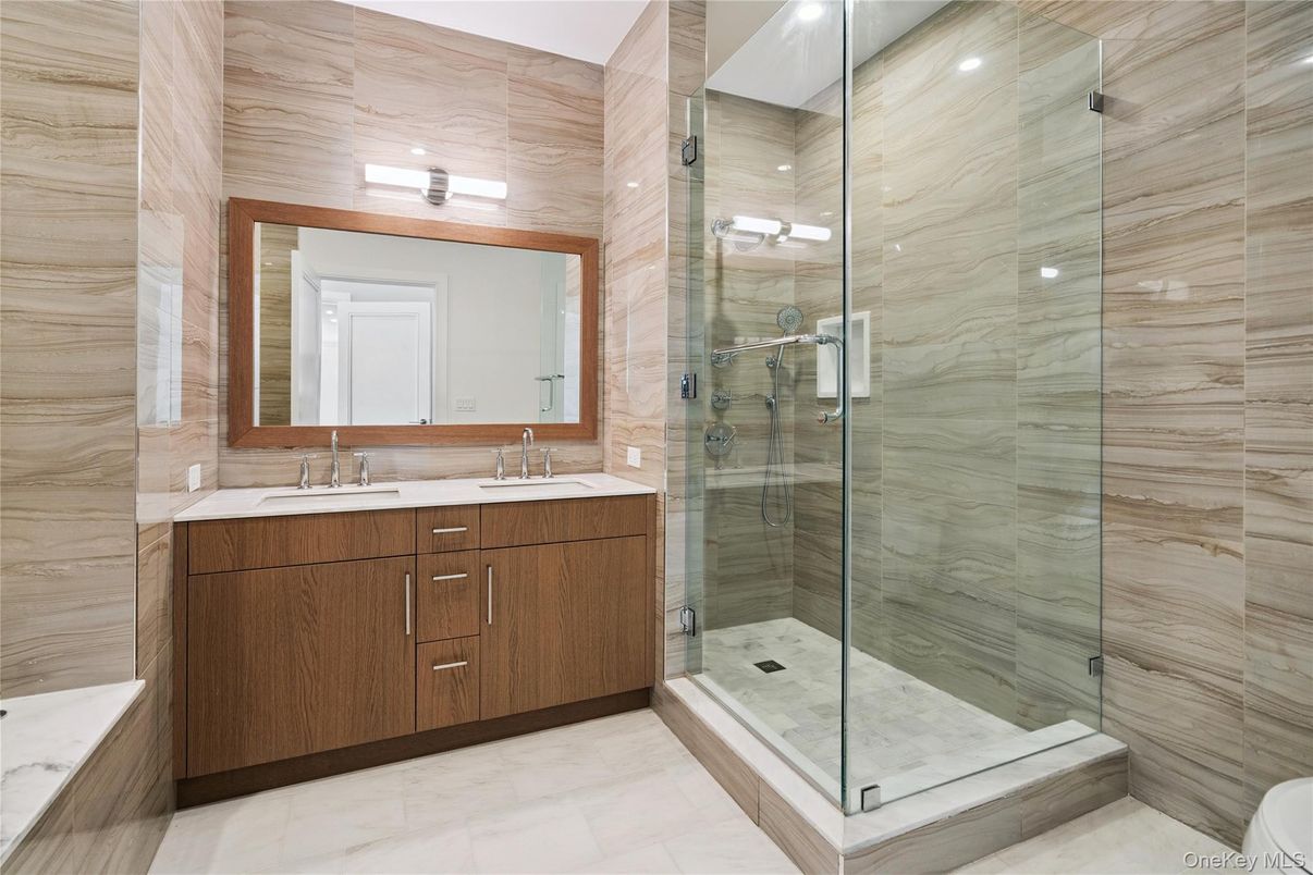 Bathroom, Dual Sink Vanities, Glass Shower, Interior