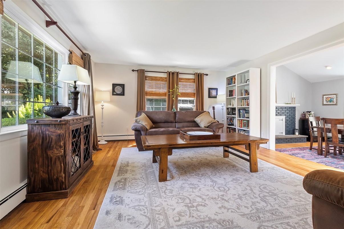 Dining room, Fireplace, Interior, Living room, Wood Texture Flooring