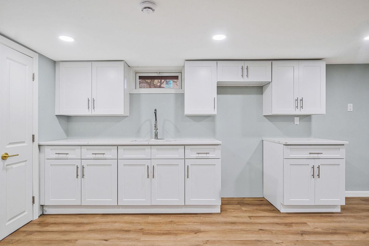 Interior, Kitchen, Recessed Lighting, Wood Texture Flooring