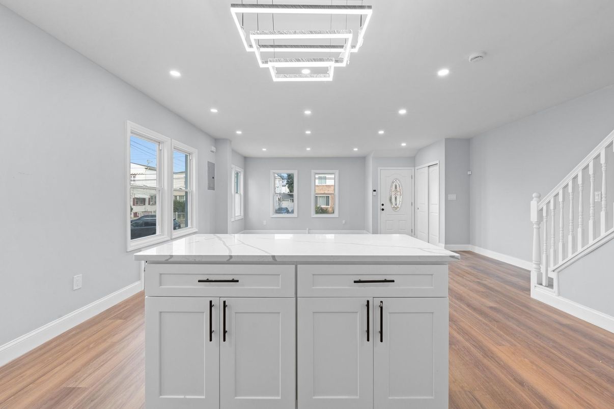 Interior, Kitchen, Recessed Lighting, Wood Texture Flooring