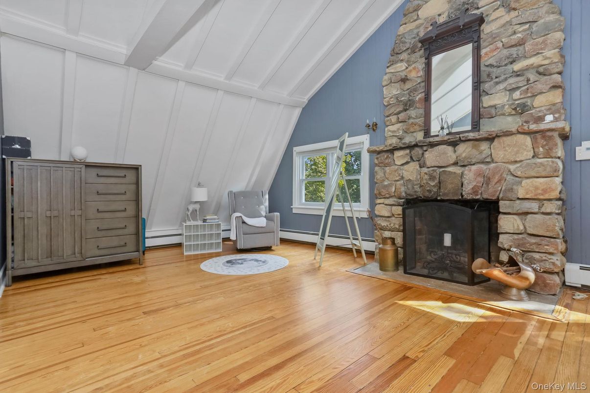 Fireplace, Interior, Stone Walls, Wood Texture Flooring