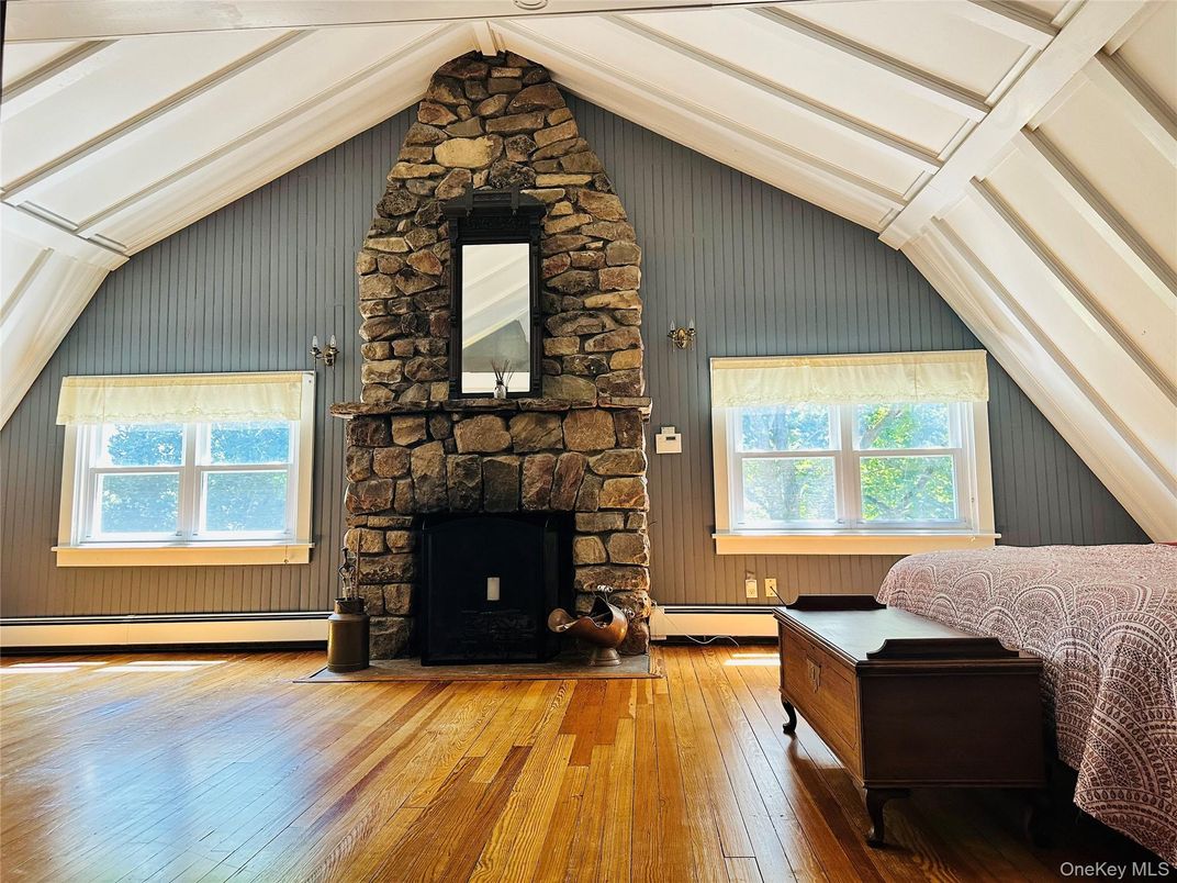 Fireplace, Interior, Stone Walls, Wood Texture Flooring