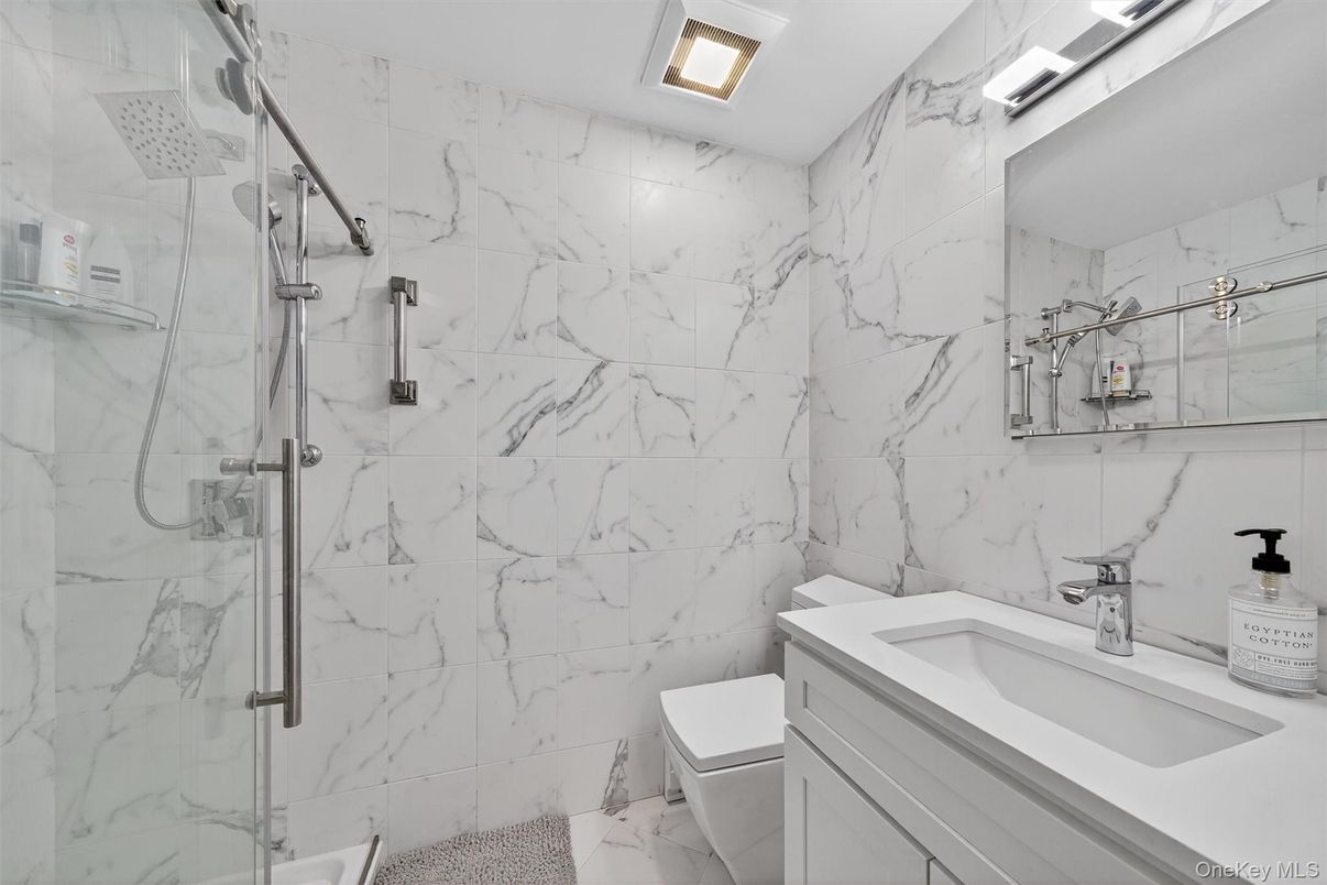 Bathroom, Glass Shower, Interior, Marble, Marble Walls