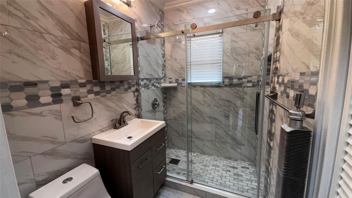 Bathroom, Glass Shower, Interior, Marble Walls