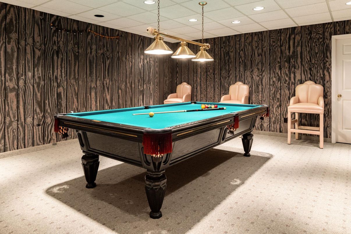Billiard Table, Game Room, Interior, Pendant Lights, Recessed Lighting