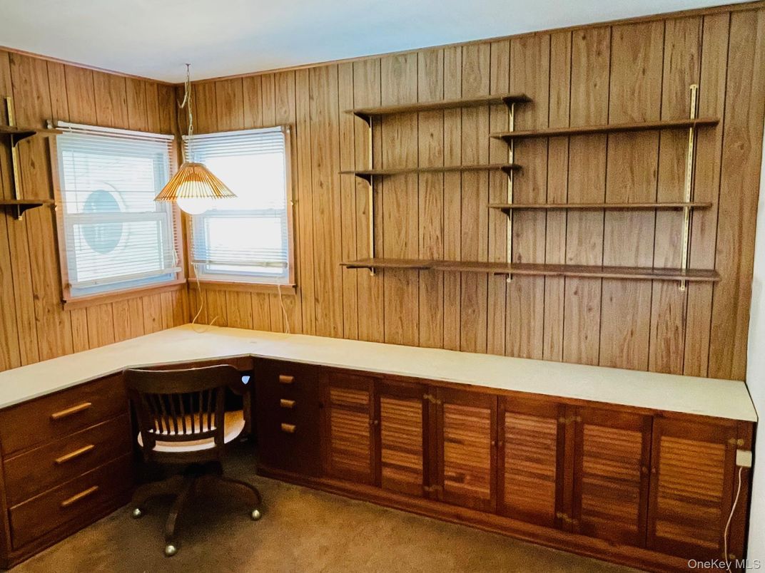 Home Office, Interior, Pendant Lights, Wooden Walls
