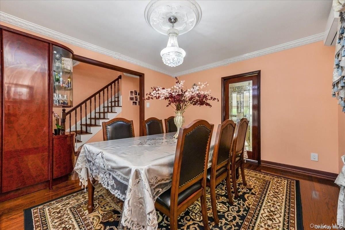 Chandelier, Dining room, Interior, Wood Texture Flooring