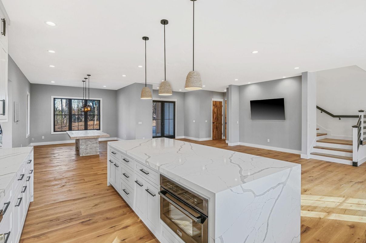 Interior, Kitchen, Pendant Lights, Recessed Lighting, Wood Texture Flooring