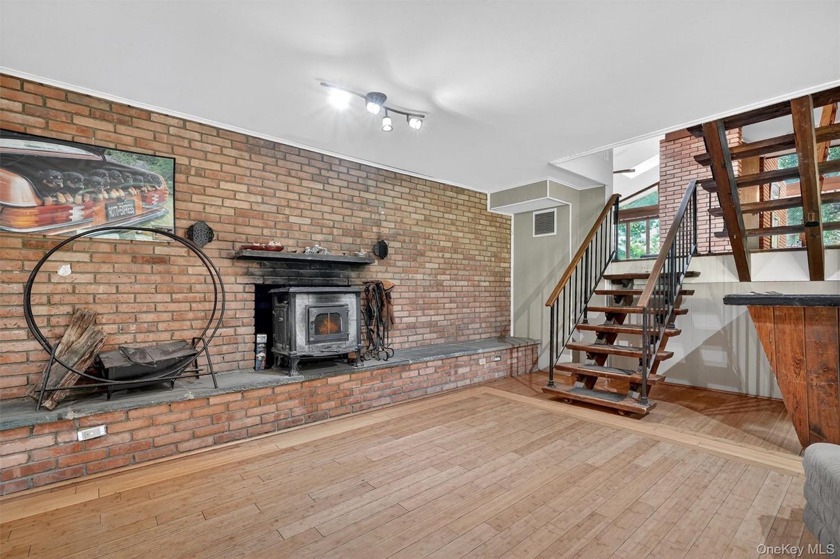 Fireplace, Interior, Stone Walls, Wood Texture Flooring