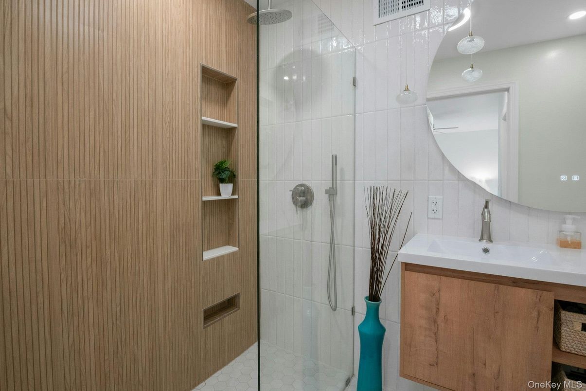Bathroom, Glass Shower, Interior, Recessed Lighting
