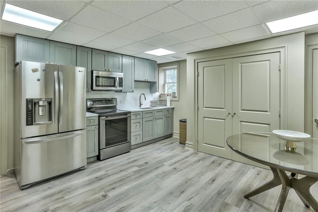Interior, Kitchen, Stainless Steel Appliances, Wood Texture Flooring