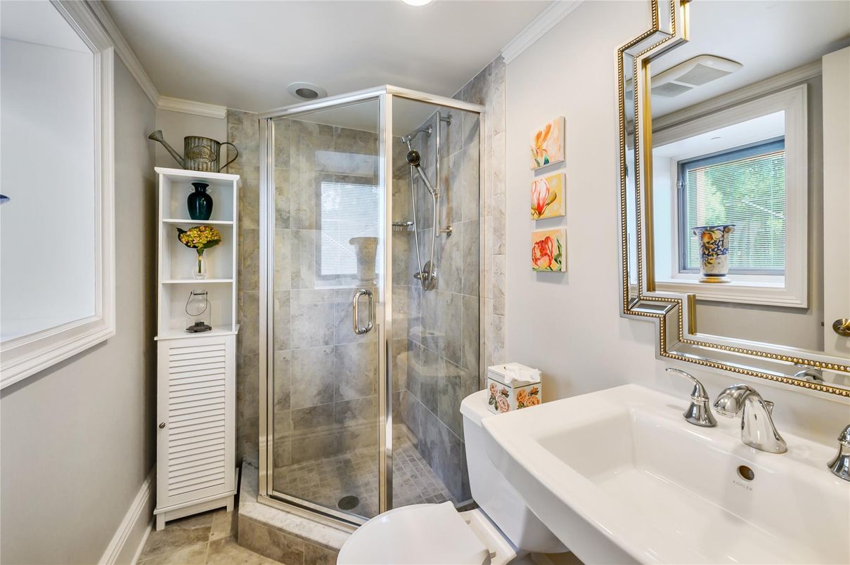 Bathroom, Glass Shower, Interior, Recessed Lighting
