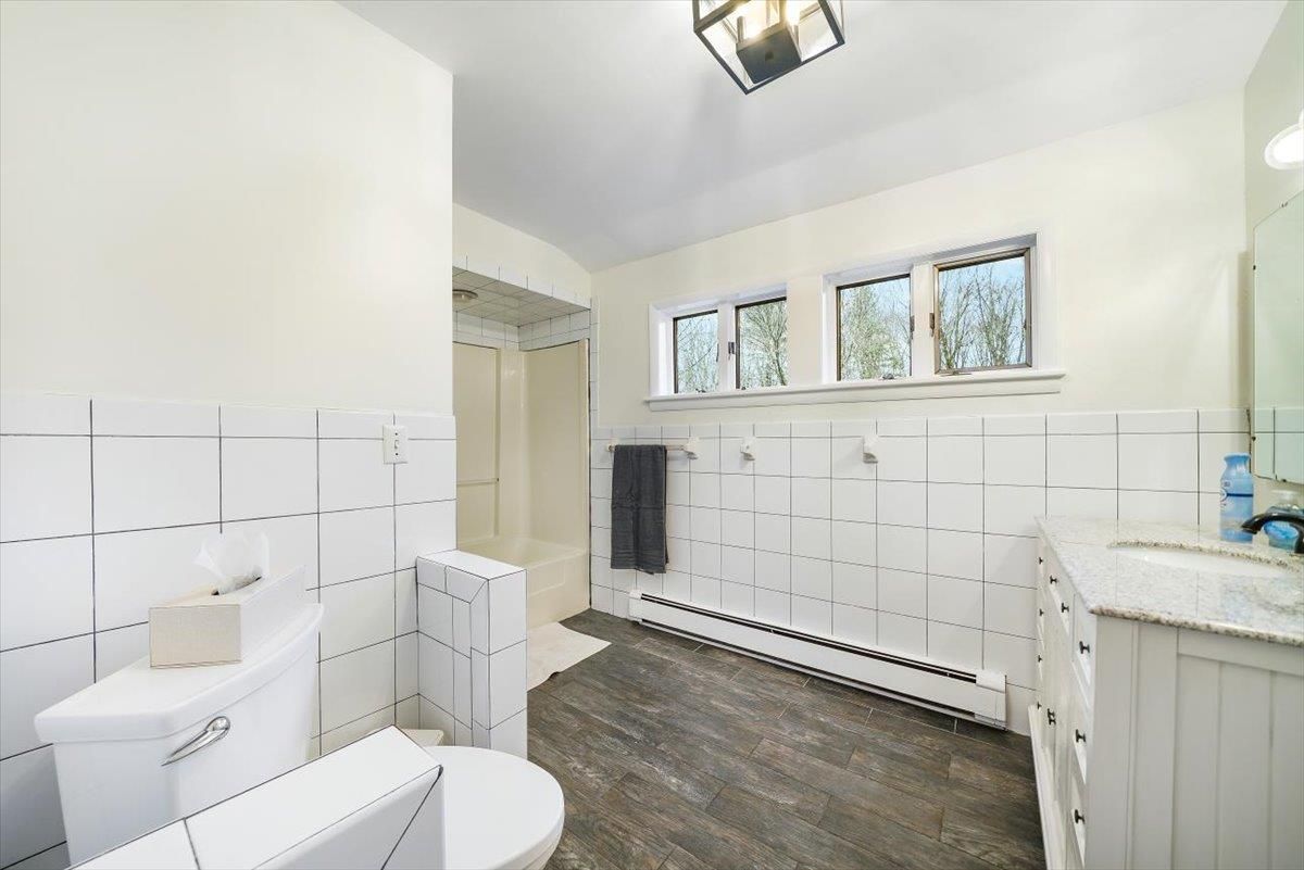 Bathroom, Glass Shower, Interior, Wood Texture Flooring