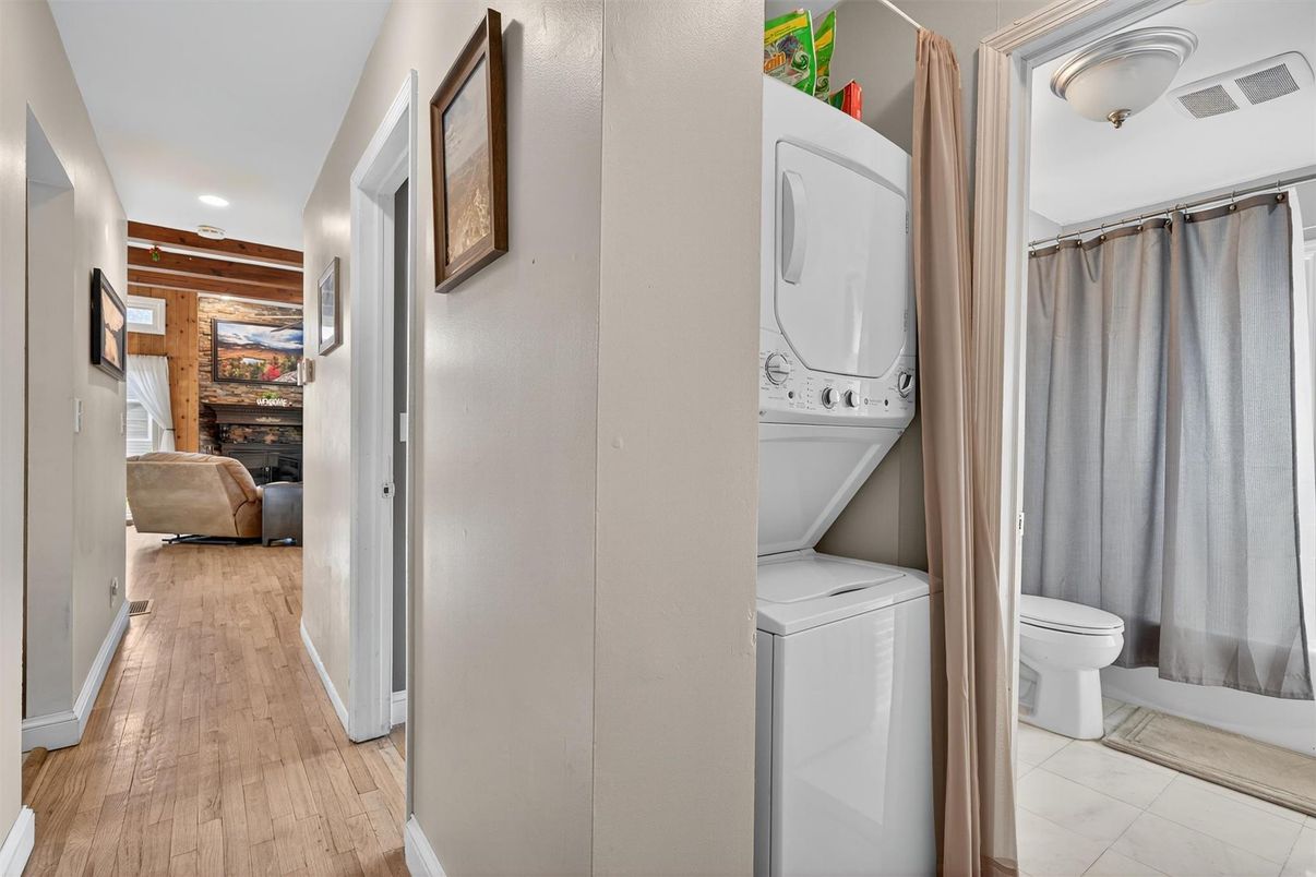 Interior, Recessed Lighting, Utility Closets, Washer, Wood Texture Flooring, Wooden Walls