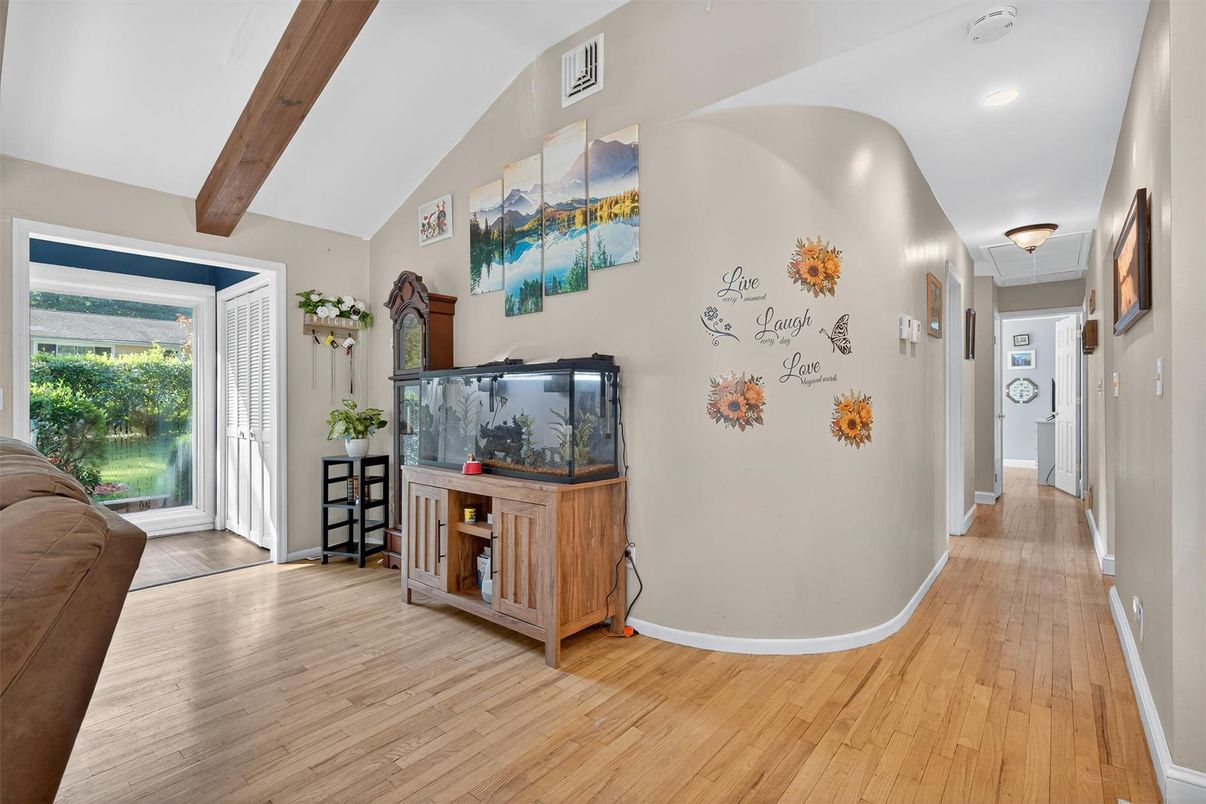Interior, Recessed Lighting, Wooden Beams, Wood Texture Flooring