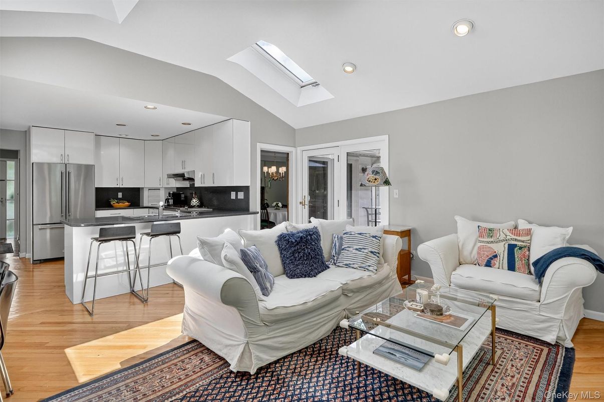 Interior, Kitchen, Living room, Recessed Lighting, Stainless Steel Appliances, Wood Texture Flooring