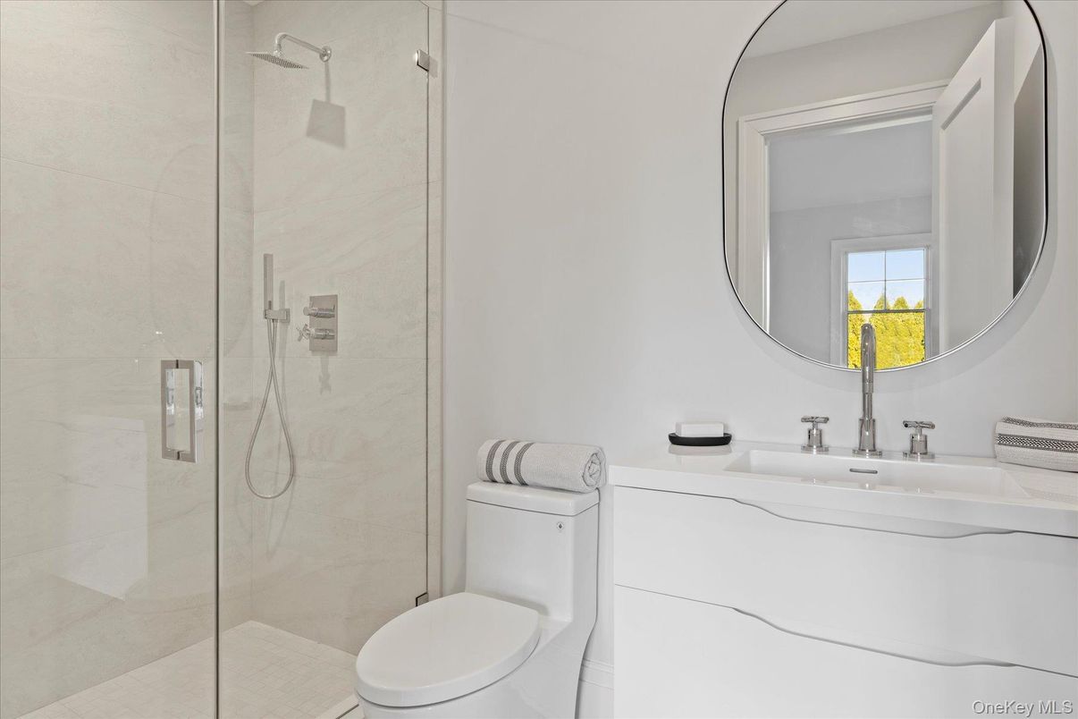 Bathroom, Glass Shower, Interior, Marble Walls