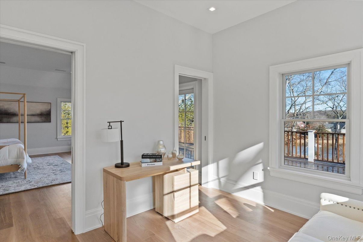 Bedroom, Home Office, Interior, Recessed Lighting, Wood Texture Flooring