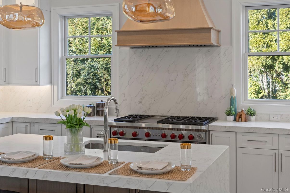 Interior, Kitchen, Marble Walls, Stainless Steel Appliances