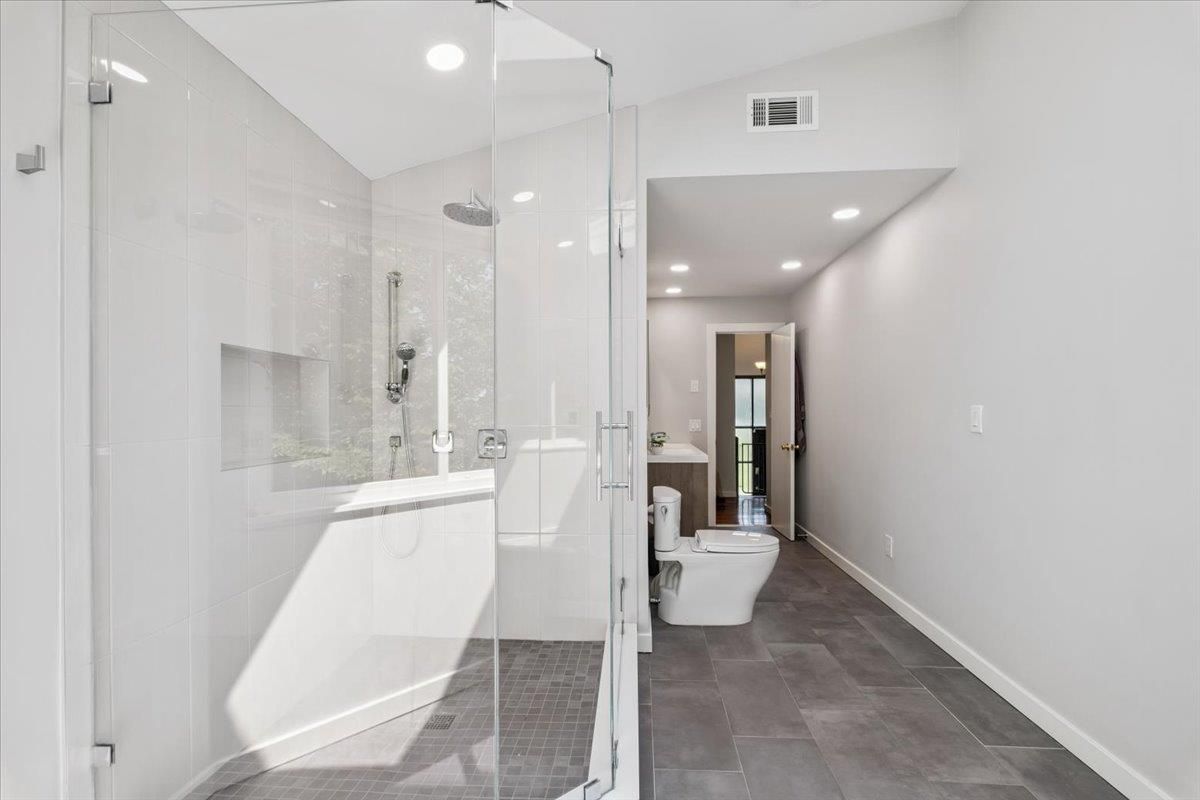 Bathroom, Glass Shower, Interior, Recessed Lighting