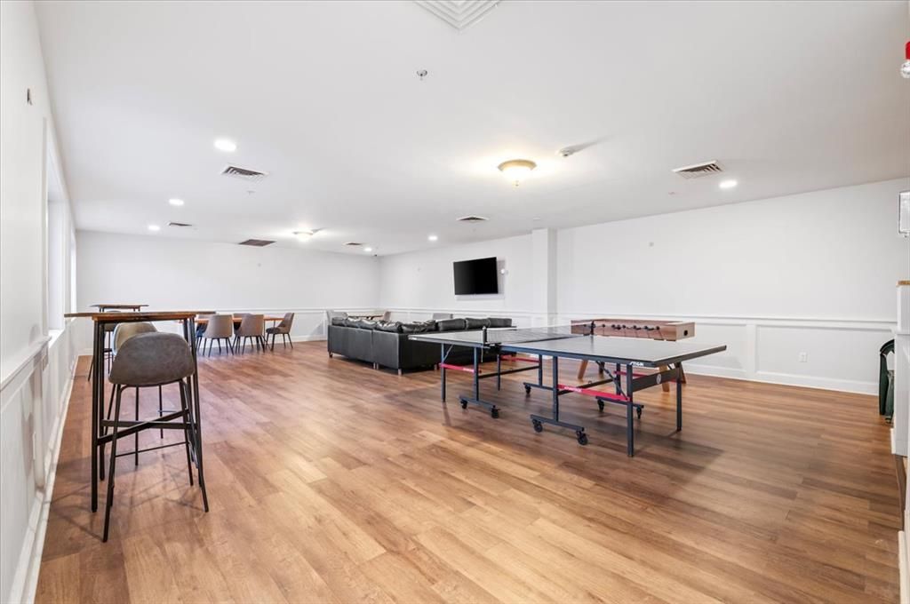 Game Room, Interior, Recessed Lighting, Wood Texture Flooring