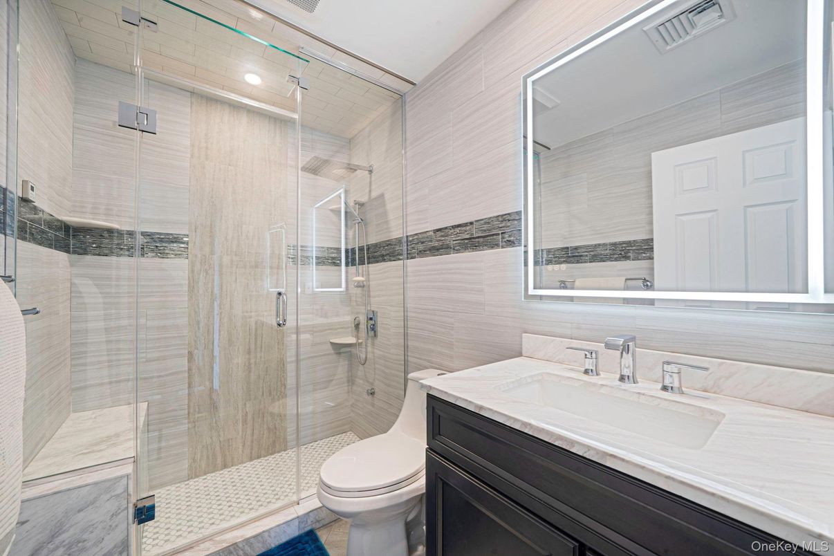 Bathroom, Glass Shower, Interior, Recessed Lighting