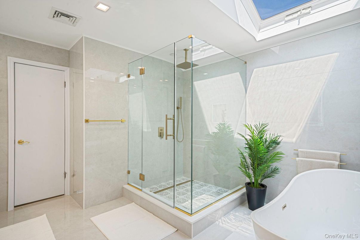 Bathroom, Glass Shower, Interior, Recessed Lighting