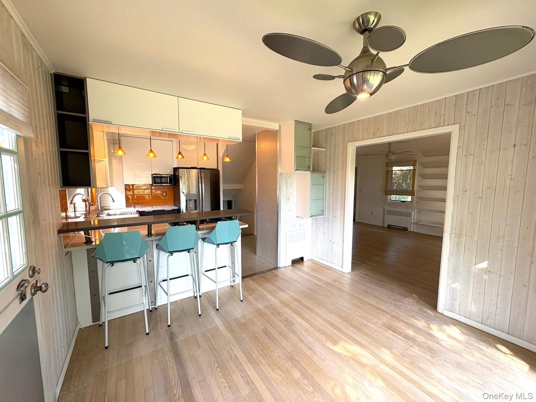 Interior, Kitchen, Pendant Lights, Stainless Steel Appliances, Wood Texture Flooring