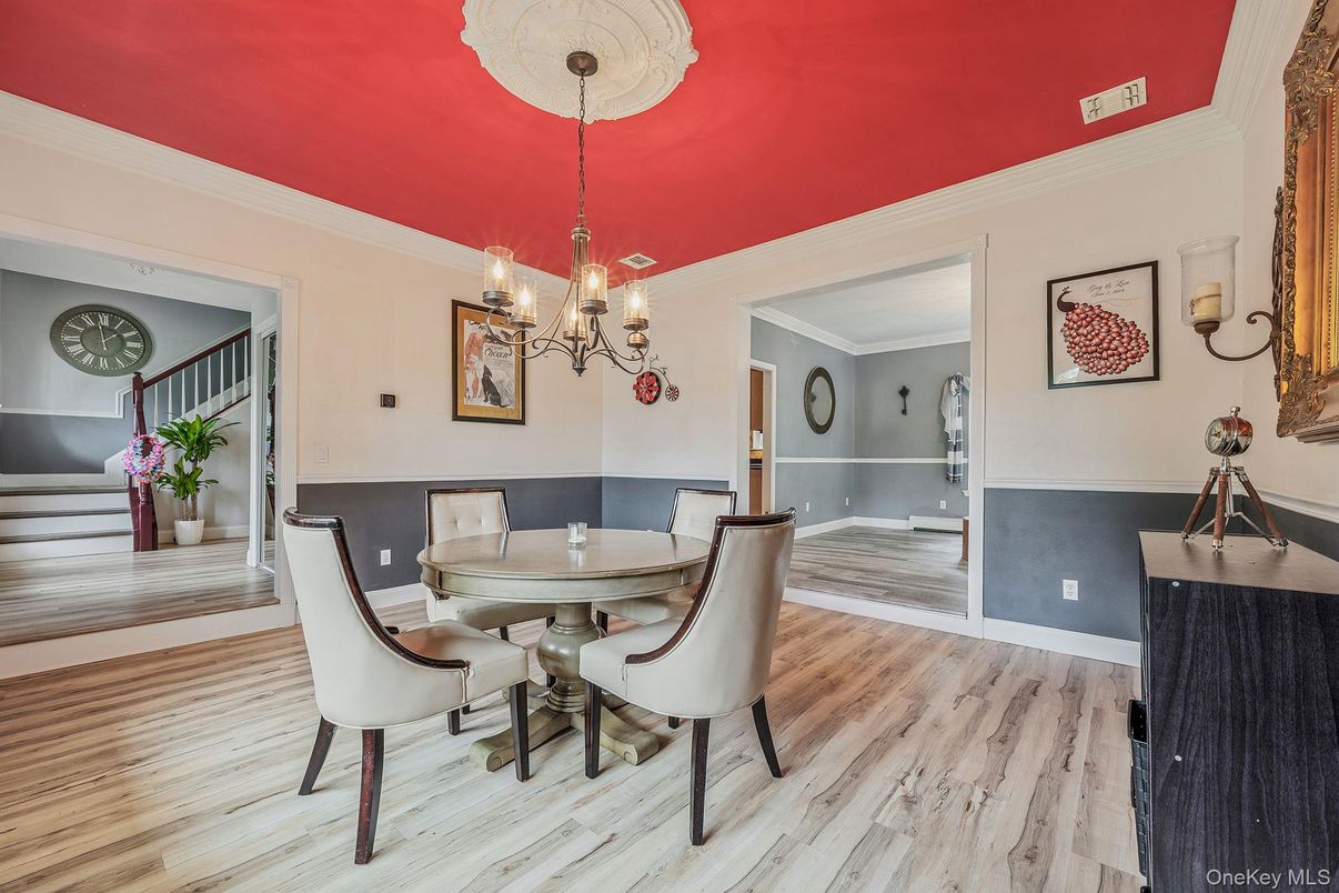 Chandelier, Dining room, Interior, Wood Texture Flooring