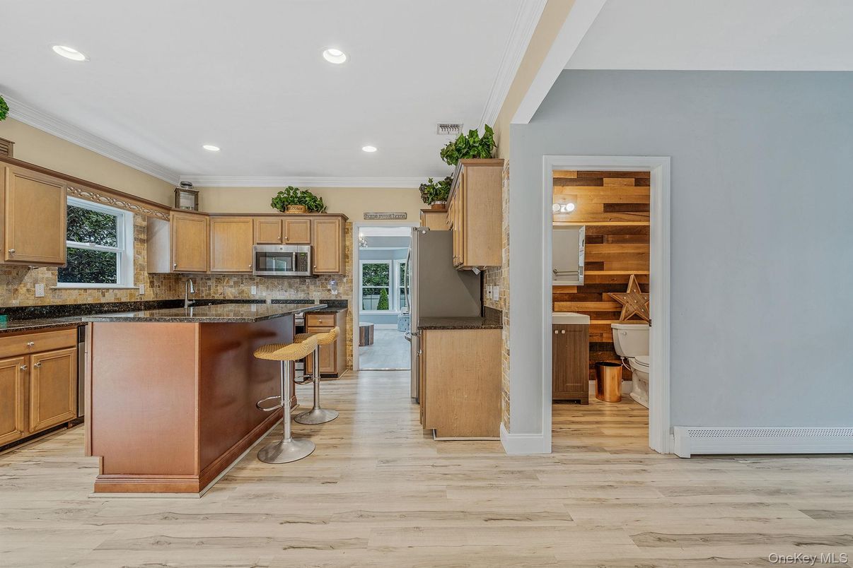 Interior, Kitchen, Recessed Lighting, Wood Texture Flooring