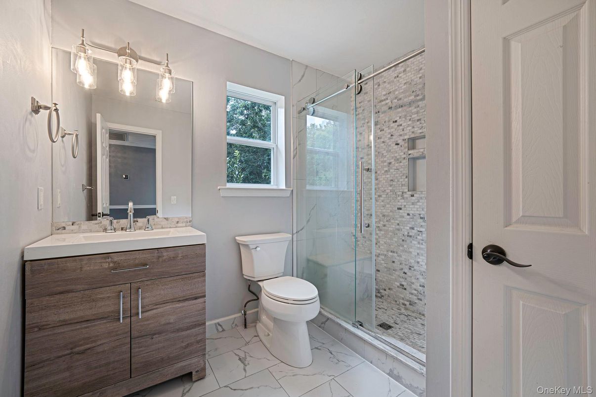 Bathroom, Glass Shower, Interior, Marble