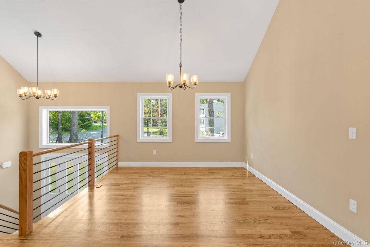 Chandelier, Empty room, Interior, Pendant Lights, Wood Texture Flooring