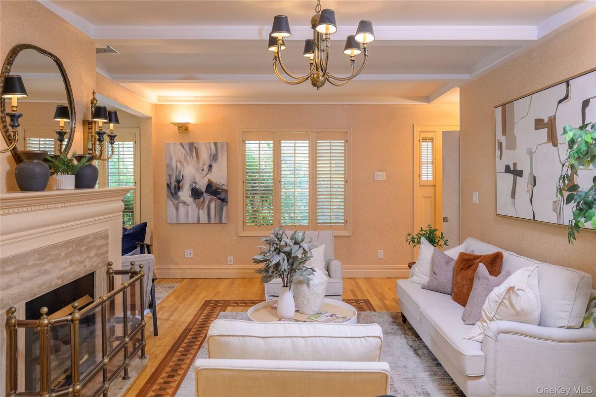 Chandelier, Fireplace, Interior, Living room, Wood Texture Flooring