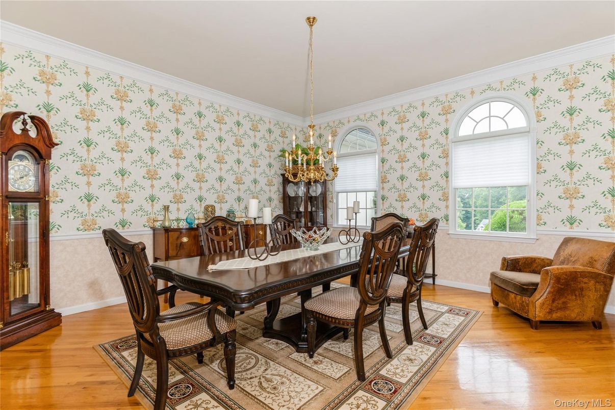 Chandelier, Dining room, Interior, Wood Texture Flooring