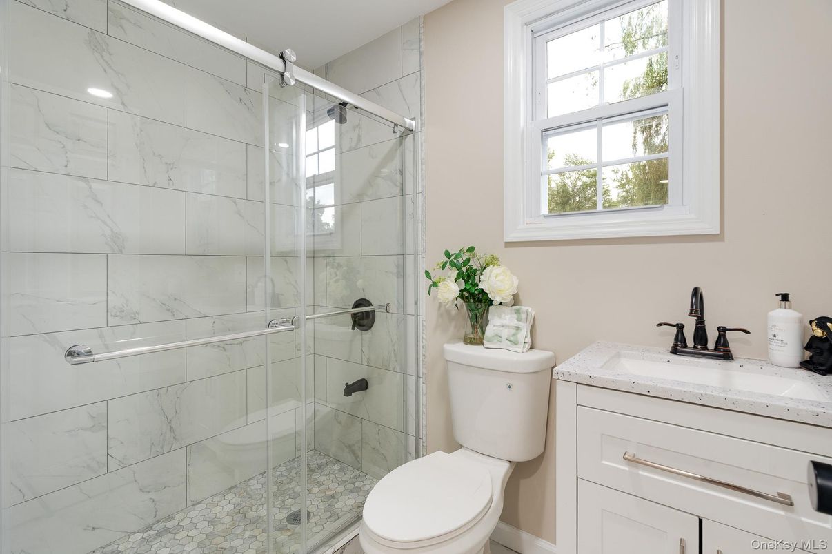 Bathroom, Glass Shower, Interior, Marble Walls