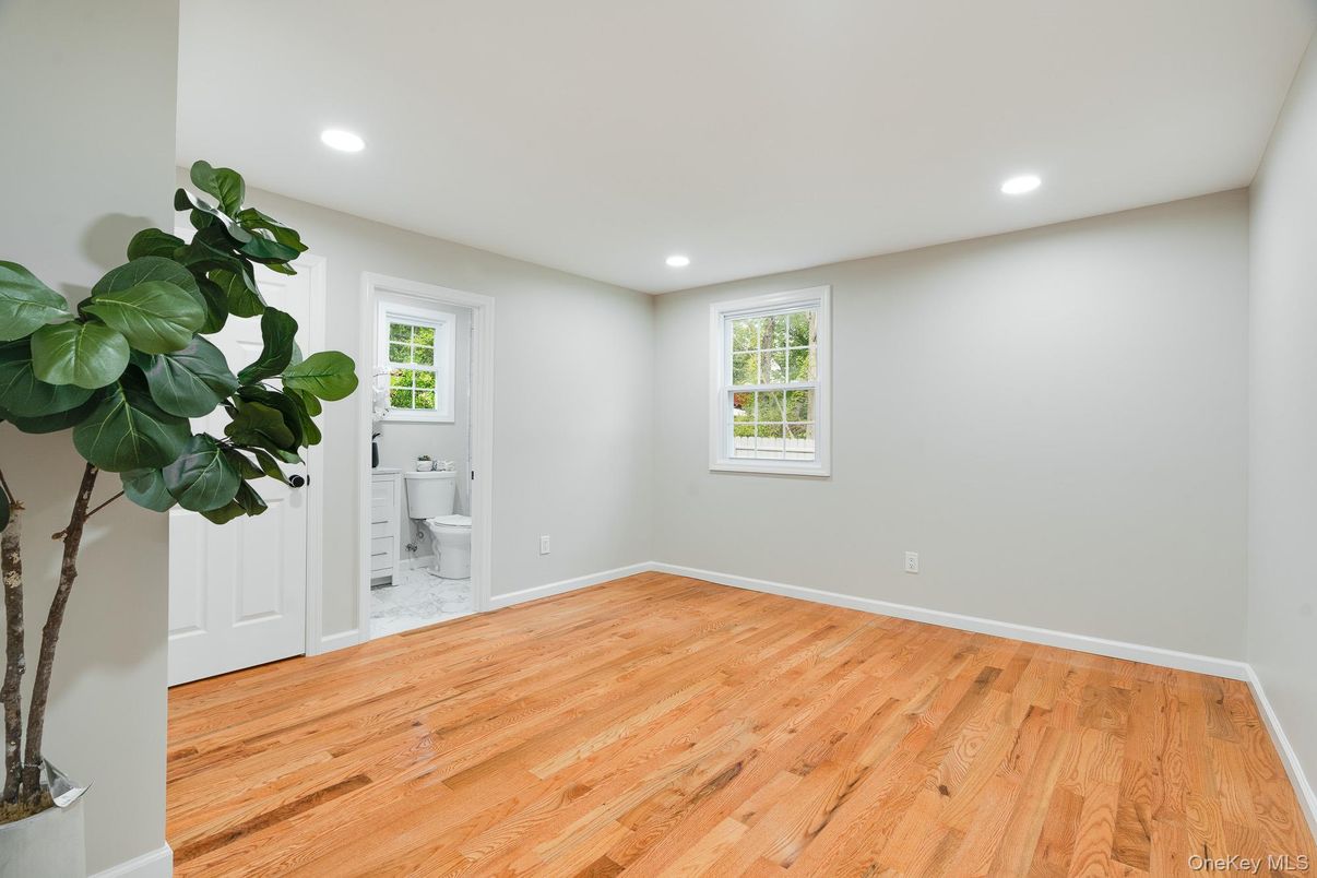 Bathroom, Empty room, Interior, Marble, Recessed Lighting, Wood Texture Flooring