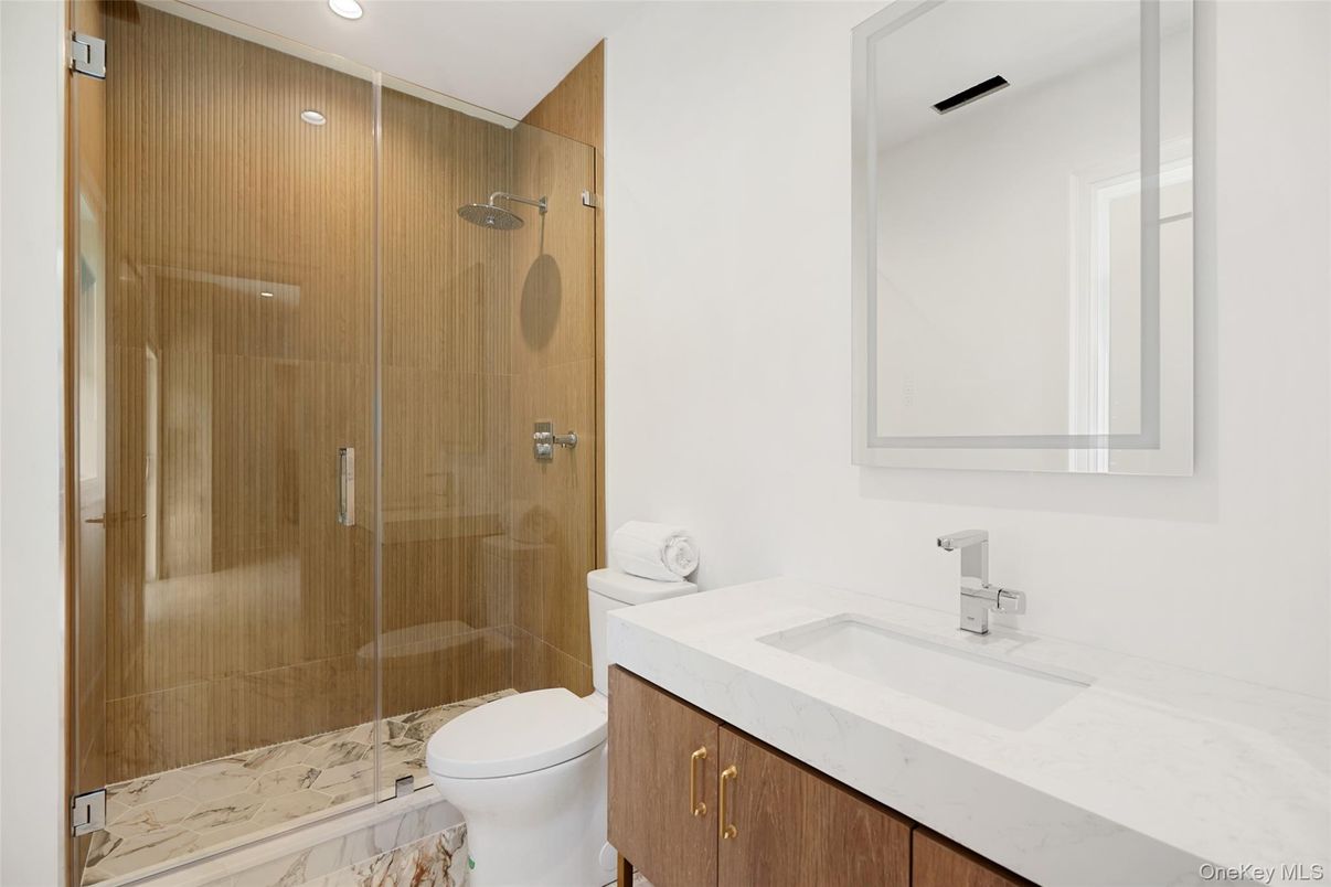 Bathroom, Glass Shower, Interior, Recessed Lighting