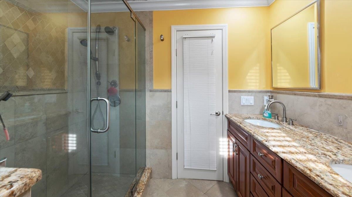 Bathroom, Dual Sink Vanities, Glass Shower, Interior