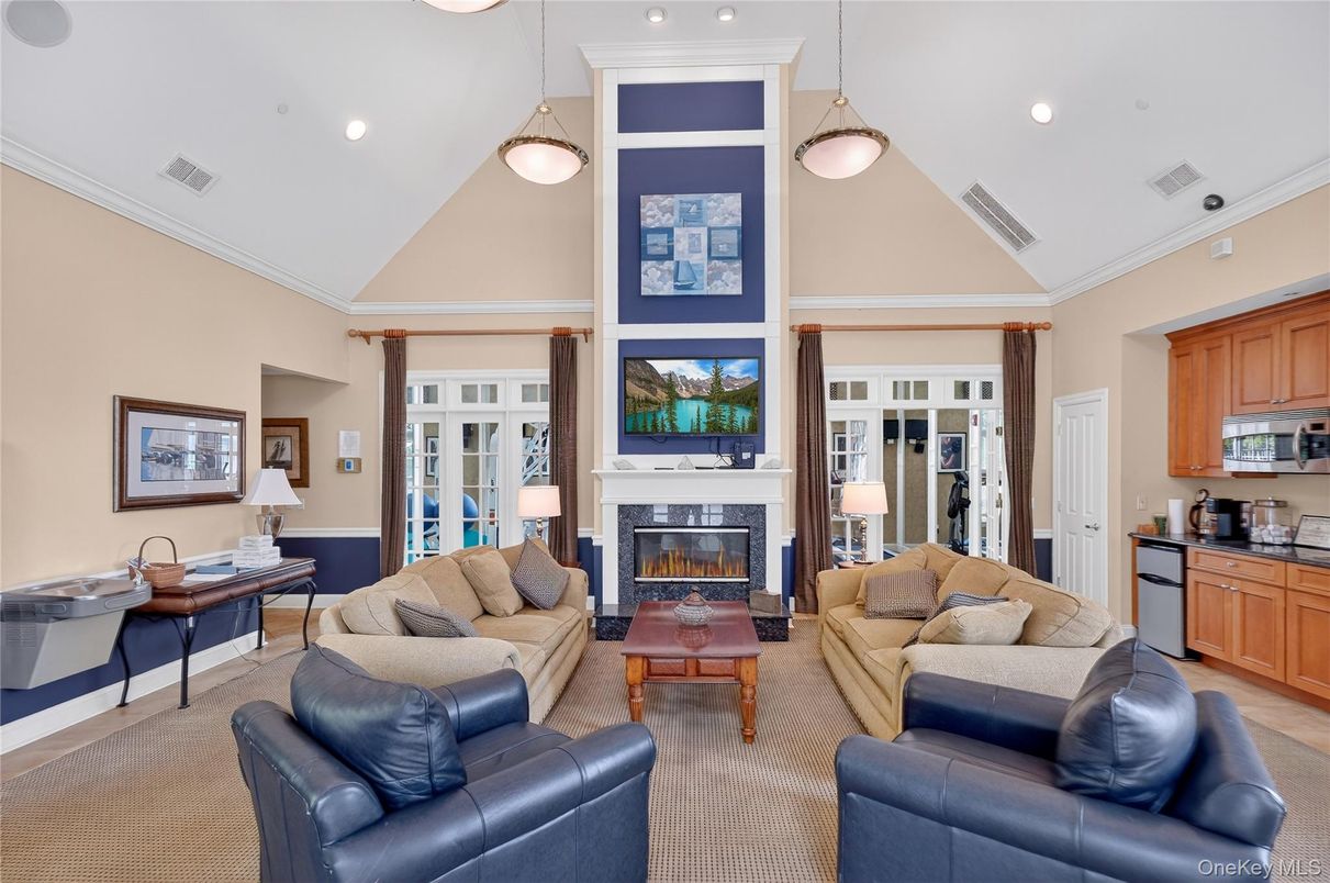 Fireplace, Interior, Kitchen, Living room, Pendant Lights, Recessed Lighting