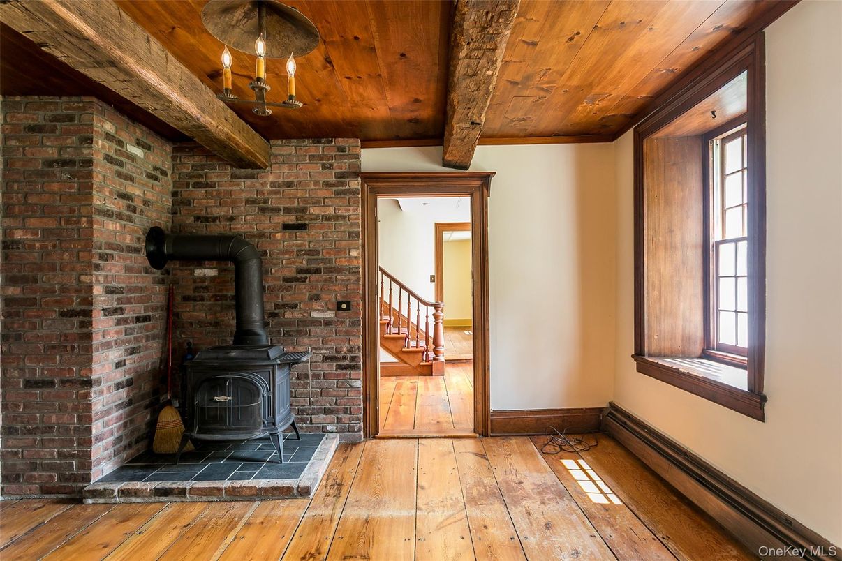 Fireplace, Interior, Stone Walls, Wooden Beams, Wooden Ceilings, Wood Texture Flooring