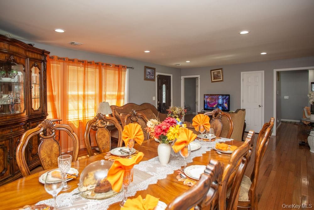 Dining room, Interior, Recessed Lighting, Wood Texture Flooring