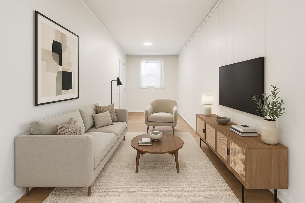 Interior, Living room, Recessed Lighting, Wood Texture Flooring