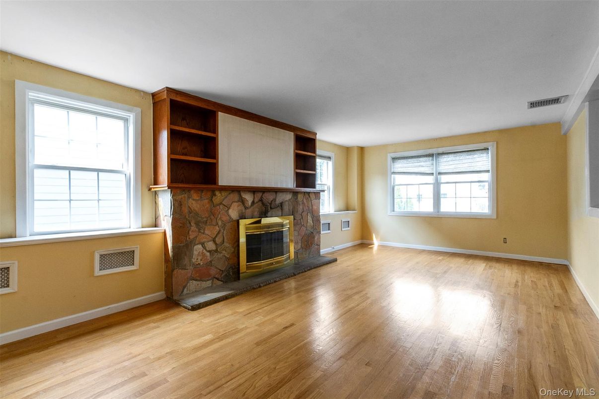 Empty room, Fireplace, Interior, Wood Texture Flooring