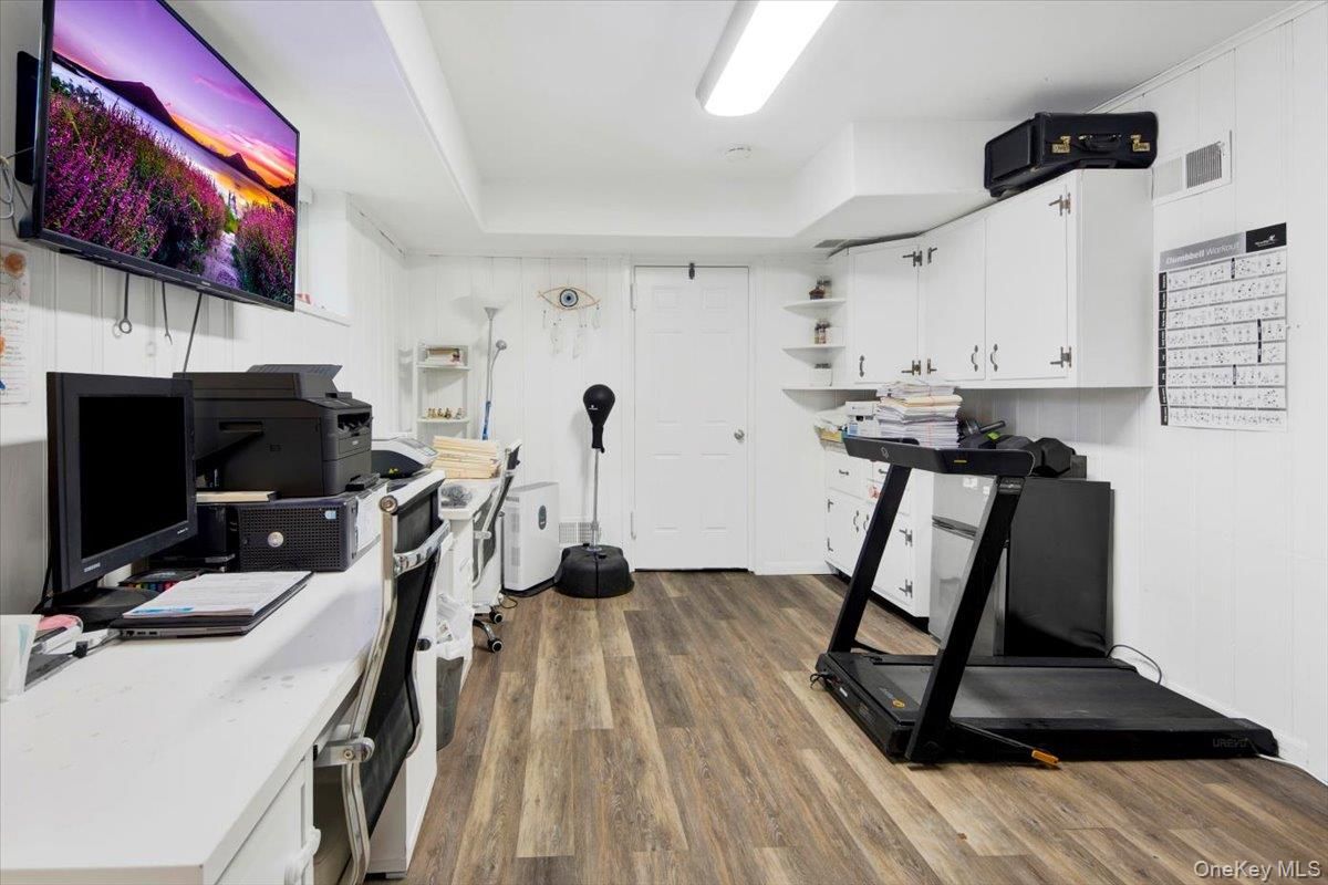 Fitness Equipment, Home Office, Interior, Wood Texture Flooring