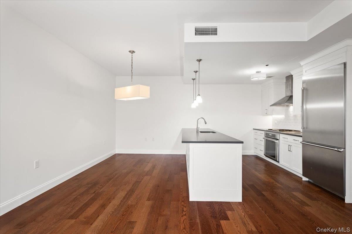 Interior, Kitchen, Pendant Lights, Stainless Steel Appliances, Wood Texture Flooring