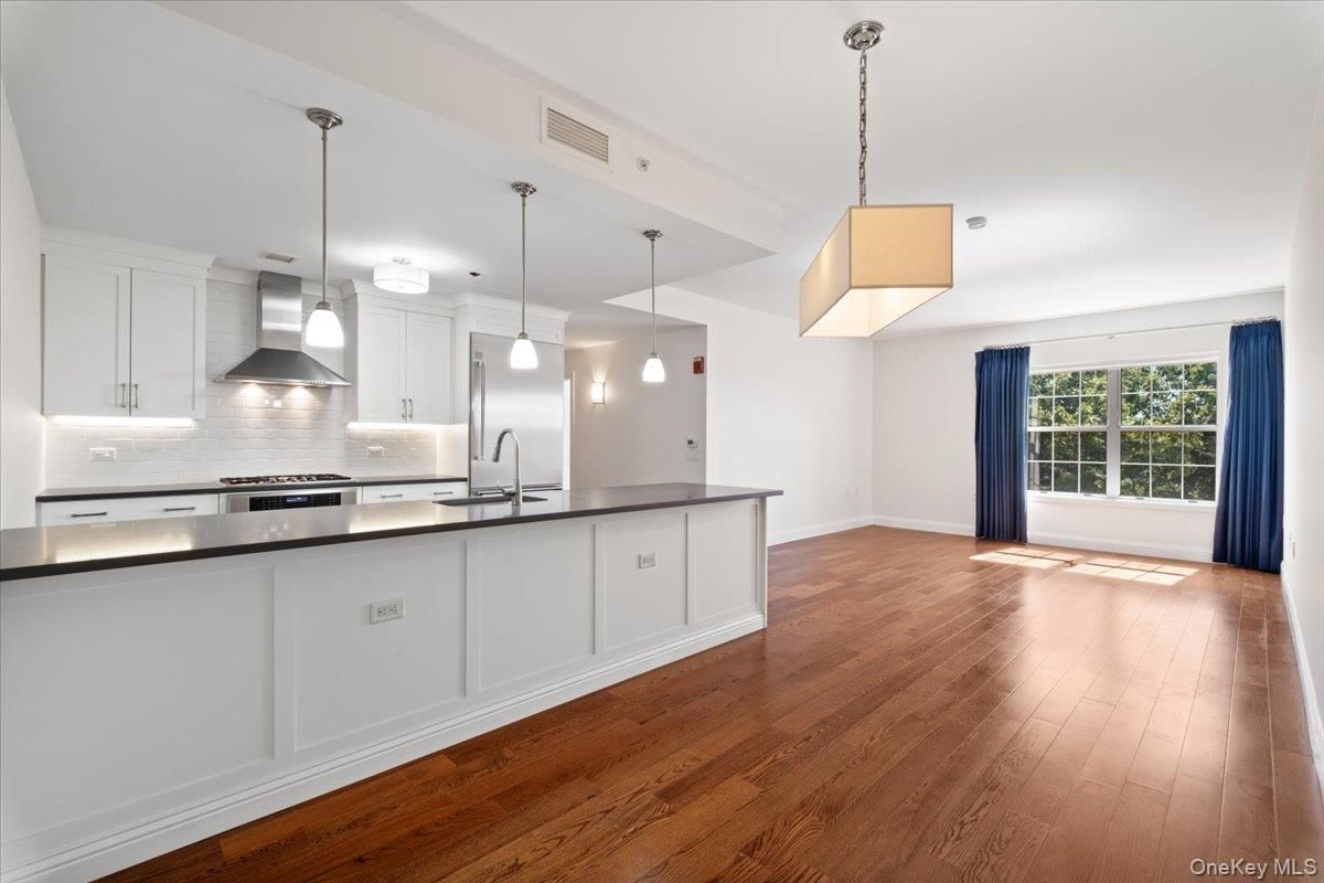 Interior, Kitchen, Pendant Lights, Stainless Steel Appliances, Wood Texture Flooring