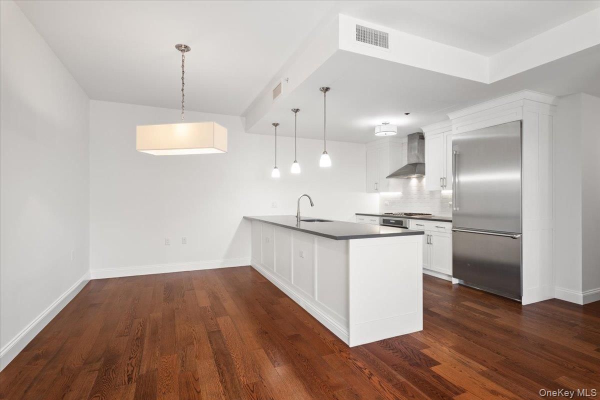 Interior, Kitchen, Pendant Lights, Stainless Steel Appliances, Wood Texture Flooring