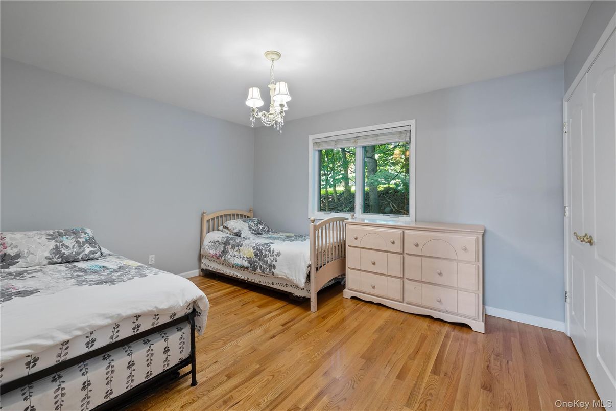Bedroom, Chandelier, Interior, Wood Texture Flooring